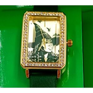 Official Wicked Movie Elphaba Watch Green Band Rhinestone Bezel Jewelry Box